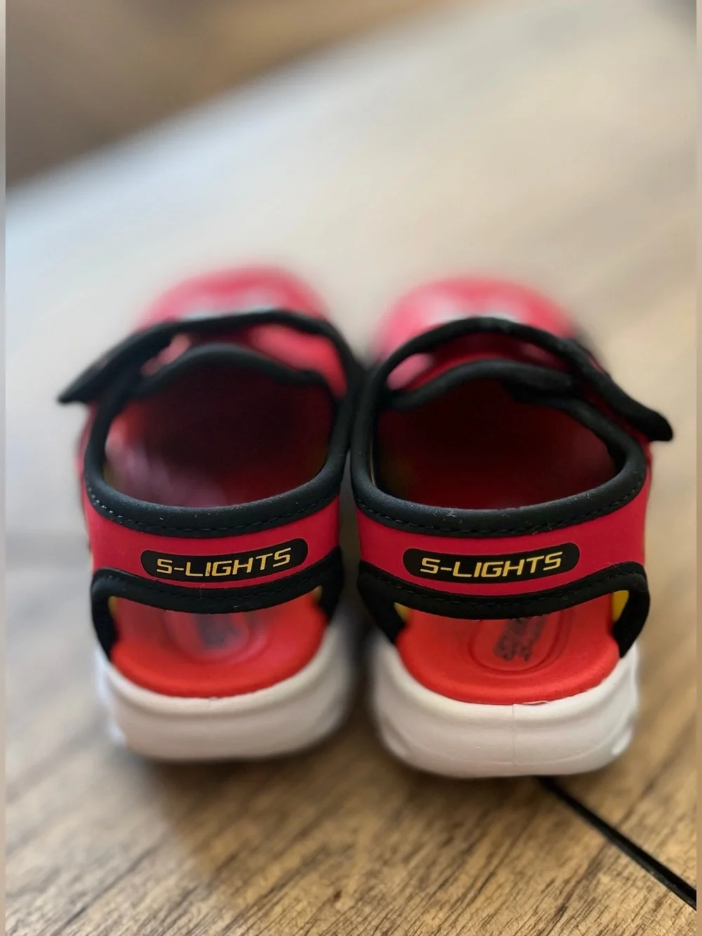 Skechers Kids' Red Racing Sandals - Lightweight Slip-On child size 7 light up!